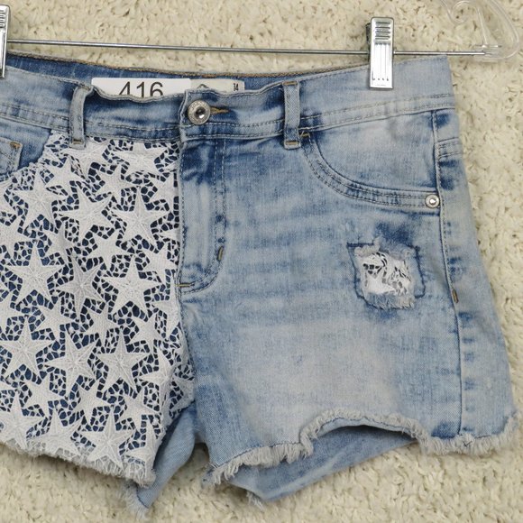 JORDACHE*‎ Kid's Denim Jean 1/2 Knitted Design Shorts Size 14~ Vintage - Picture 3 of 8